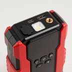 Illustration: end panel with USB-C port, LED flashlight, USB-A port and air outlet